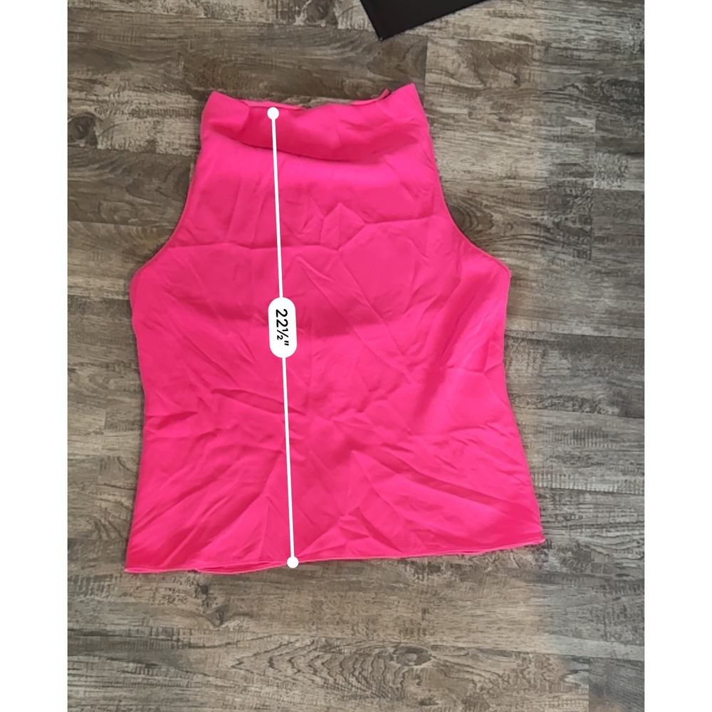 Amanda Uprichard Hot Pink Cowl Neck Halter Top XL – Draped Open Back Blouse - Picture 8 of 8